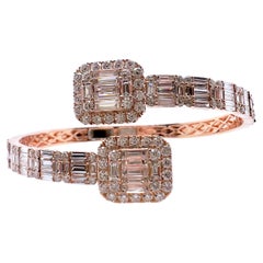 18k Rose Gold Diamond Bypass Style Bangle