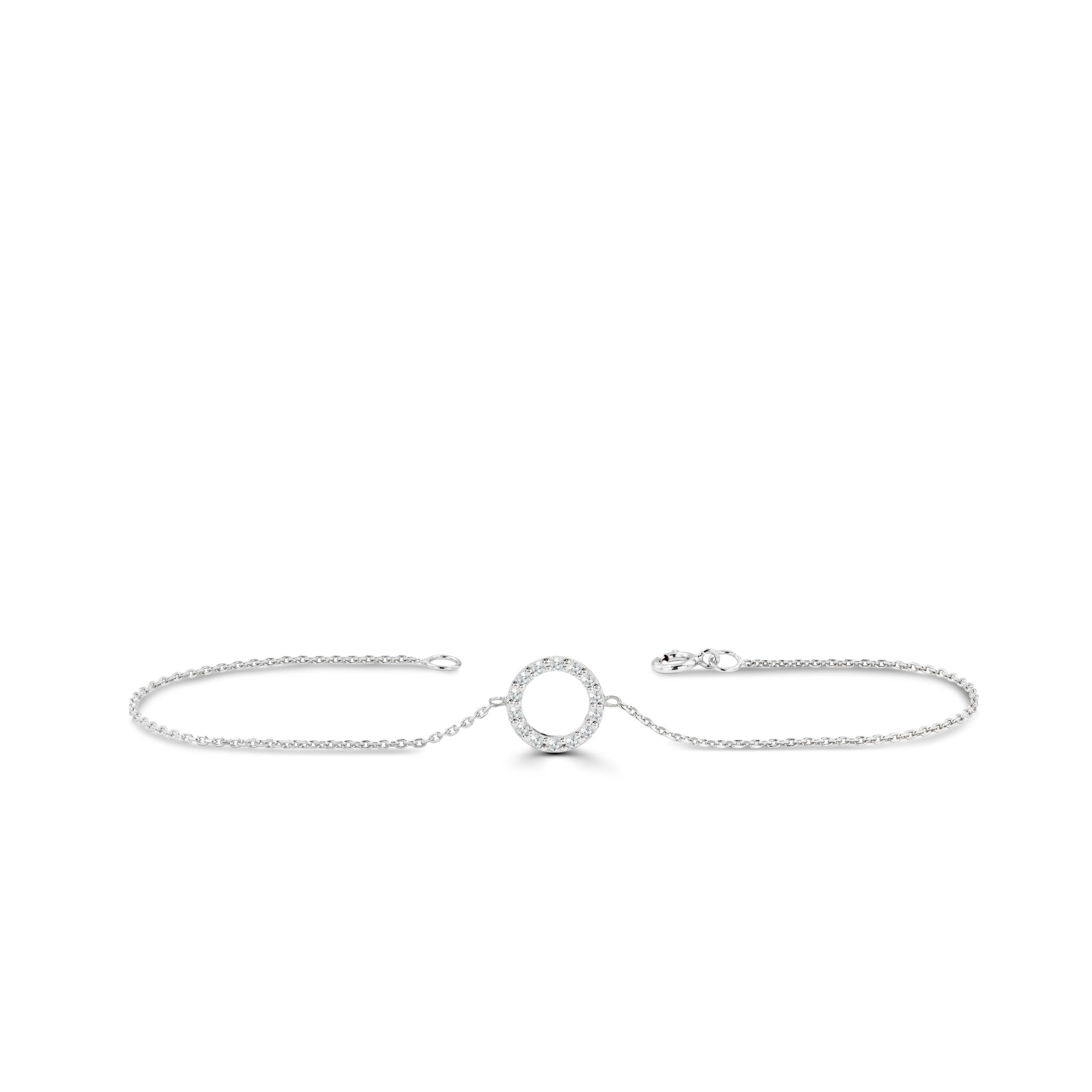 Modern 18k Diamond Circle Bracelet Pave Diamond Halo Round Bracelet For Sale