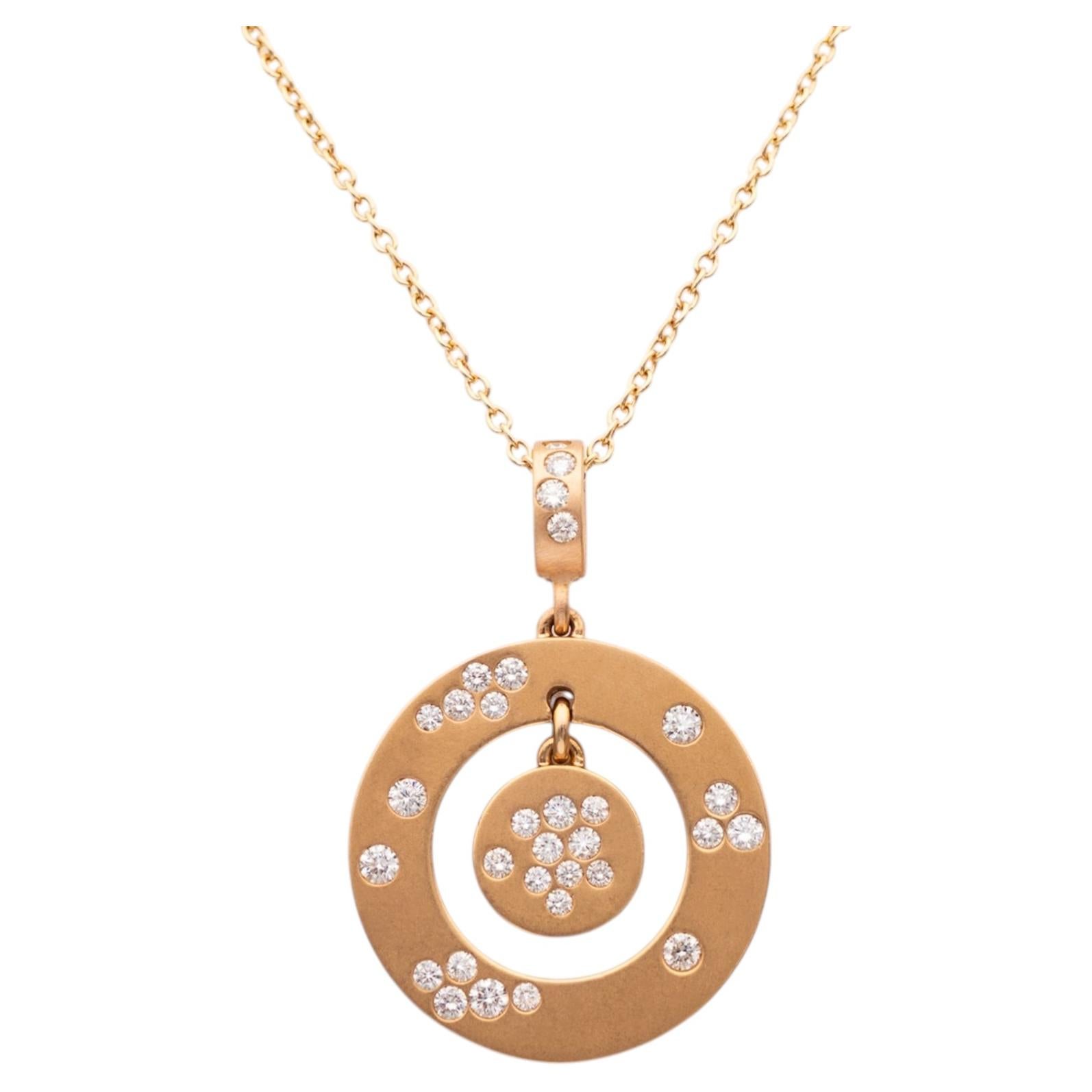 18k Rose Gold Diamond Circular Pendant