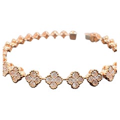 18k Rose Gold Diamond Clover Style Tennis Bracelet