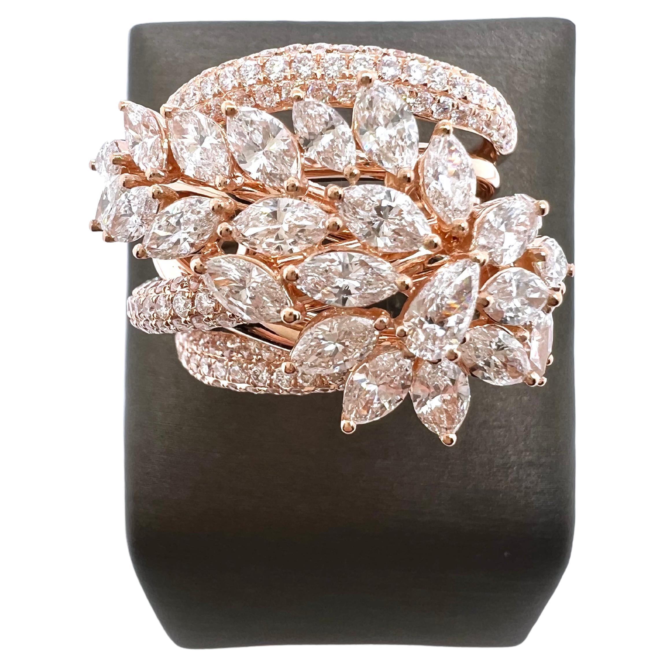 18 Karat Roségold Diamant Crossover-Ring für Damen oder Herren im Angebot