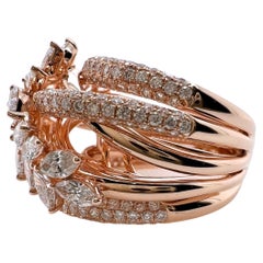 18k Rose Gold Diamond Crossover Band Ring