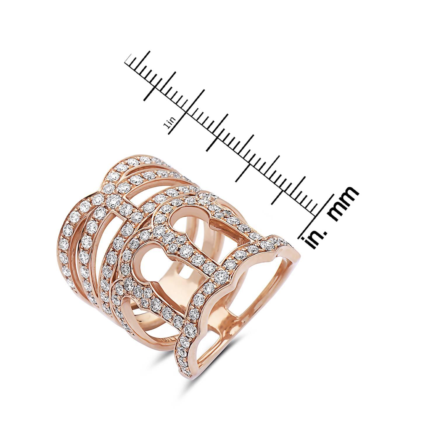 Modern Emilio Jewelry Diamond Crown 18 Karat Rose Gold Ring