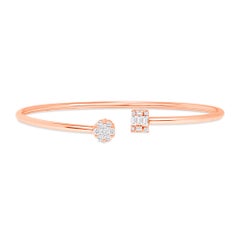 18k Rose Gold Diamond Cuff Bracelet 0.50 ct Diamond Bracelet, Open Cuff Bangle