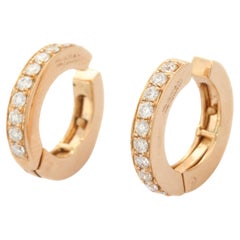 18K Rose Gold Diamond Dainty Hoop Earrings