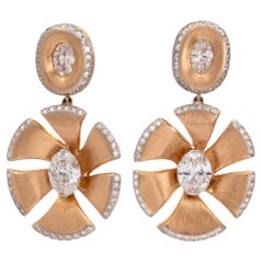 18K Rose Gold Diamant-Baumel-Ohrringe