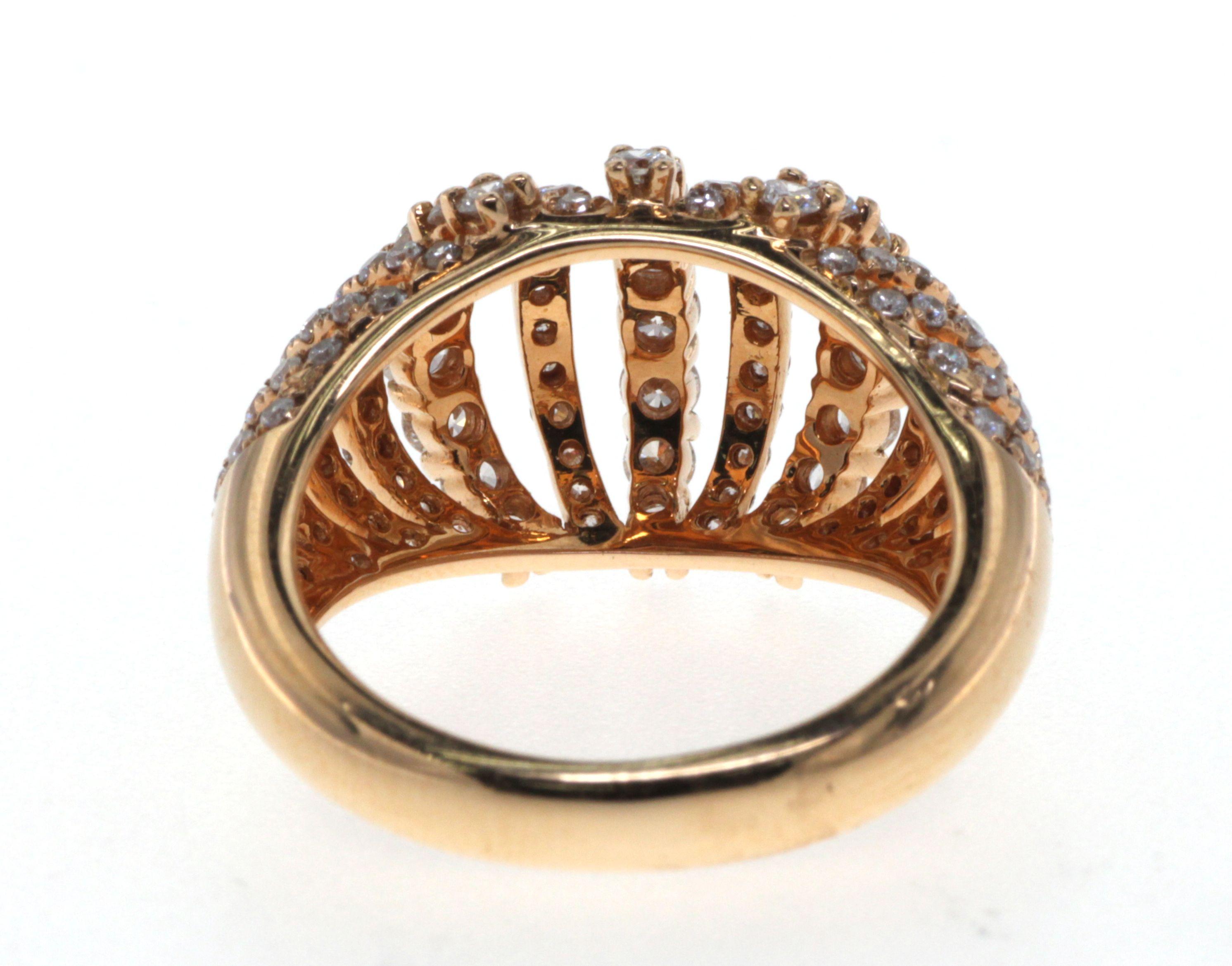 1.64Ct Diamond Dome Ring in 18K Rose Gold  In New Condition For Sale In Hong Kong, HK