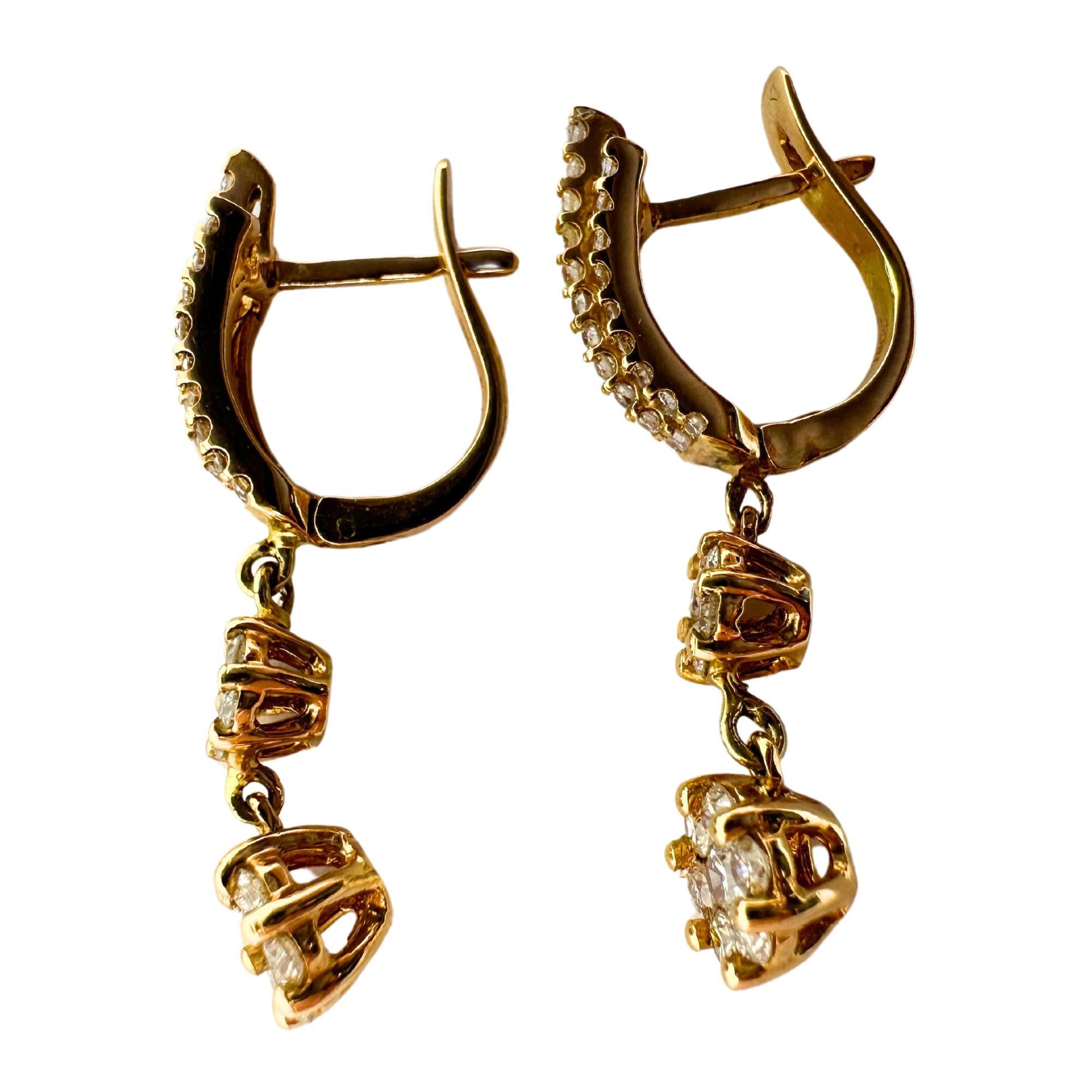 Donna Orecchini a goccia con diamanti in oro rosa 18k in vendita