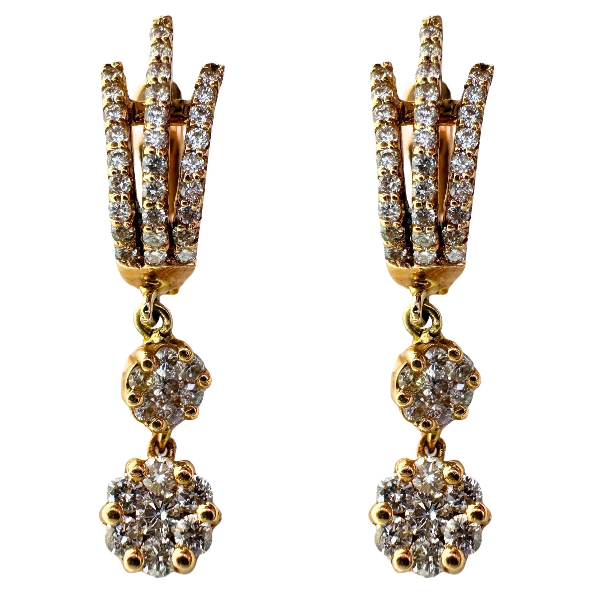 Orecchini a goccia con diamanti in oro rosa 18k