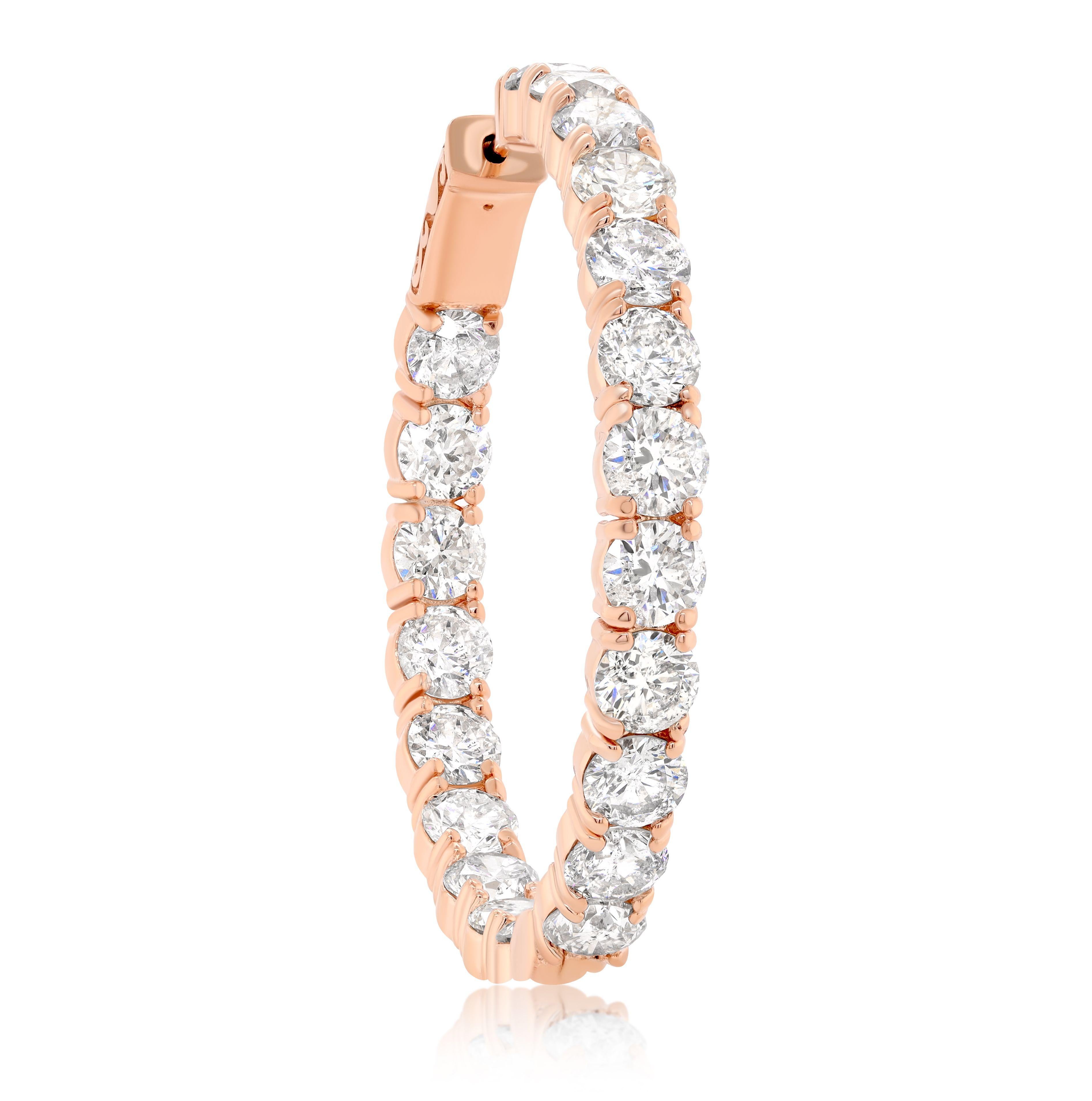 Women's 18K Rose Gold Diamond Earrings For Sale