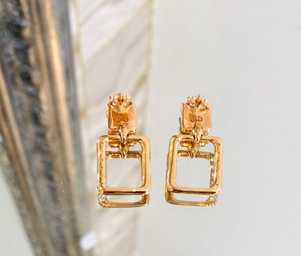 Women's 18k Rose Gold & Diamond Earrings For Sale