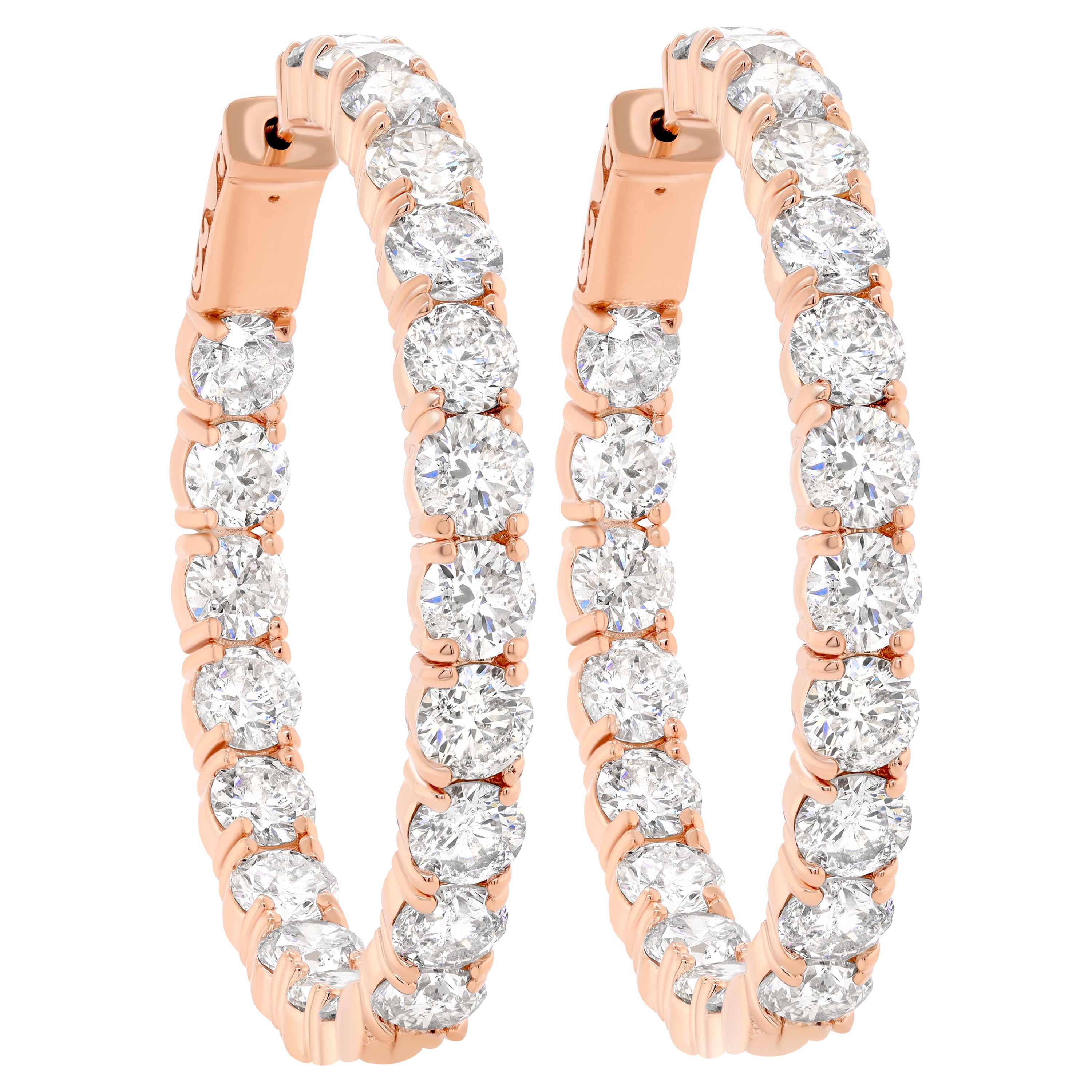 Boucles d'oreilles en or rose 18K avec diamants en vente
