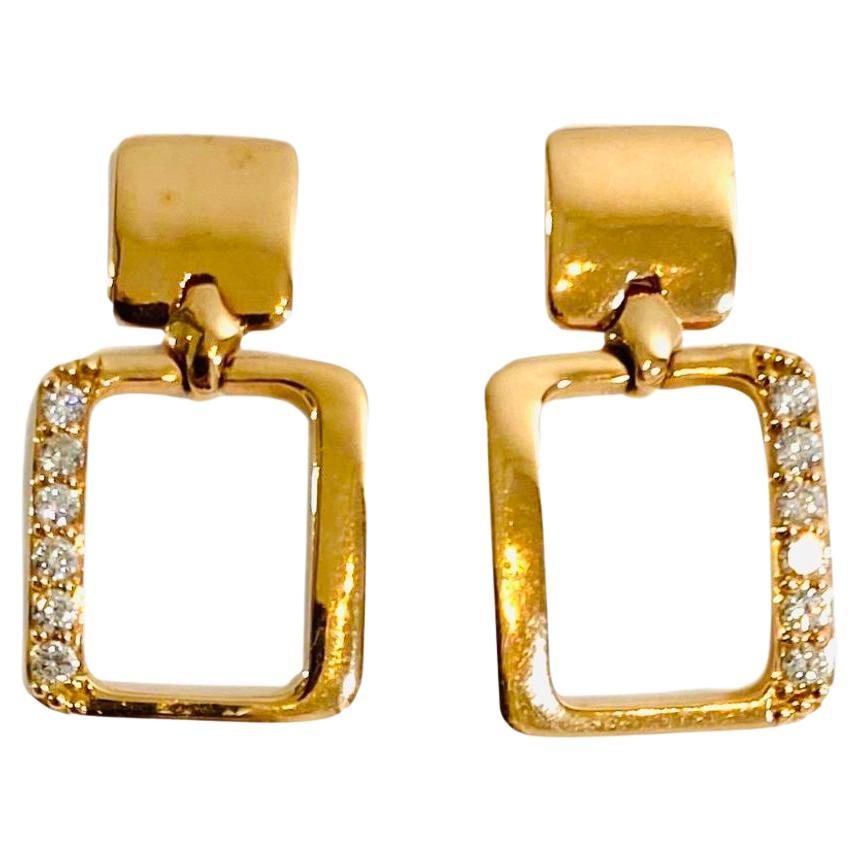 18k Rose Gold & Diamond Earrings For Sale