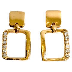 Retro 18k Rose Gold & Diamond Earrings