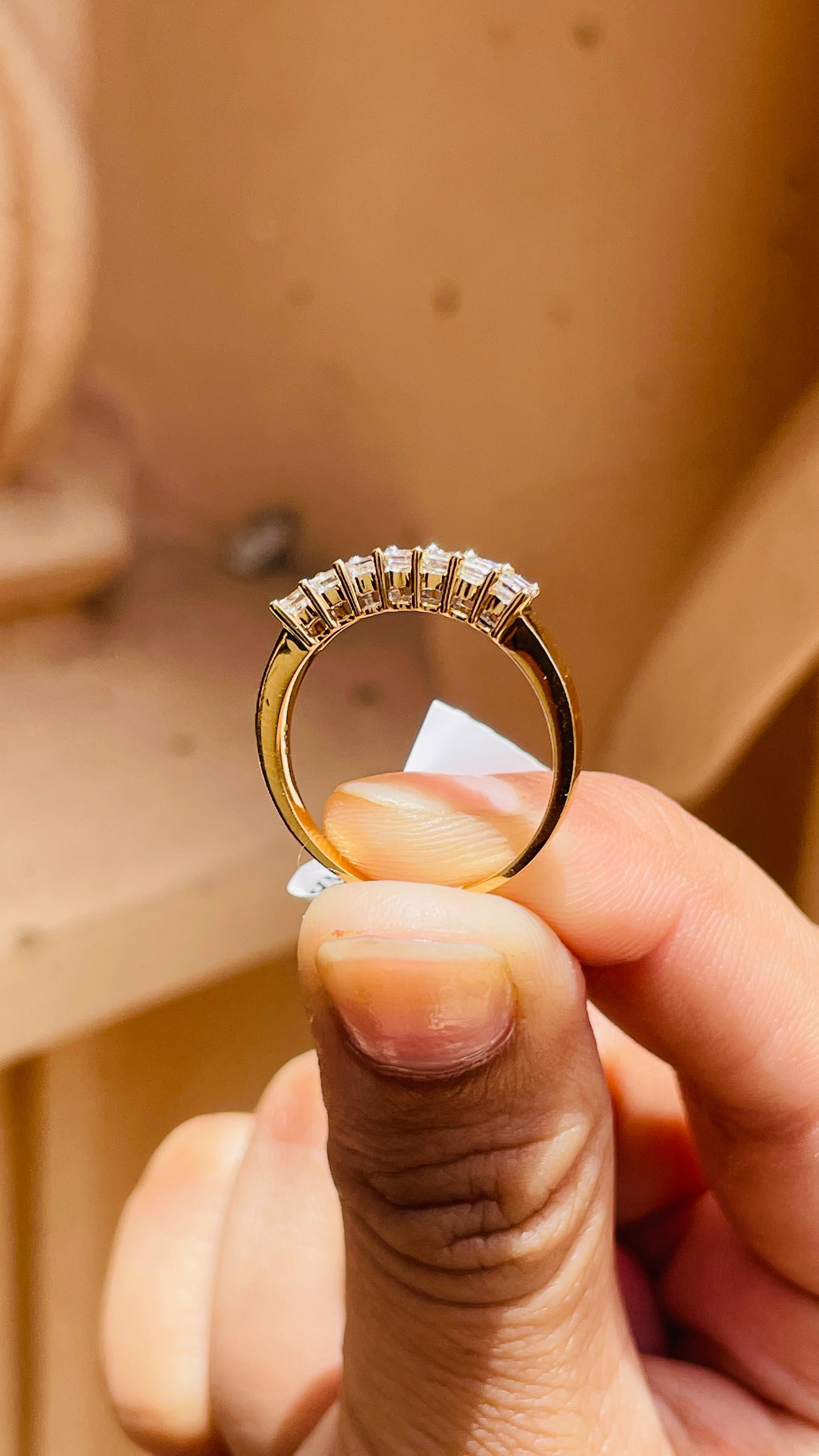 For Sale:  18K Yellow Gold Modern Diamond Half Eternity Band 12