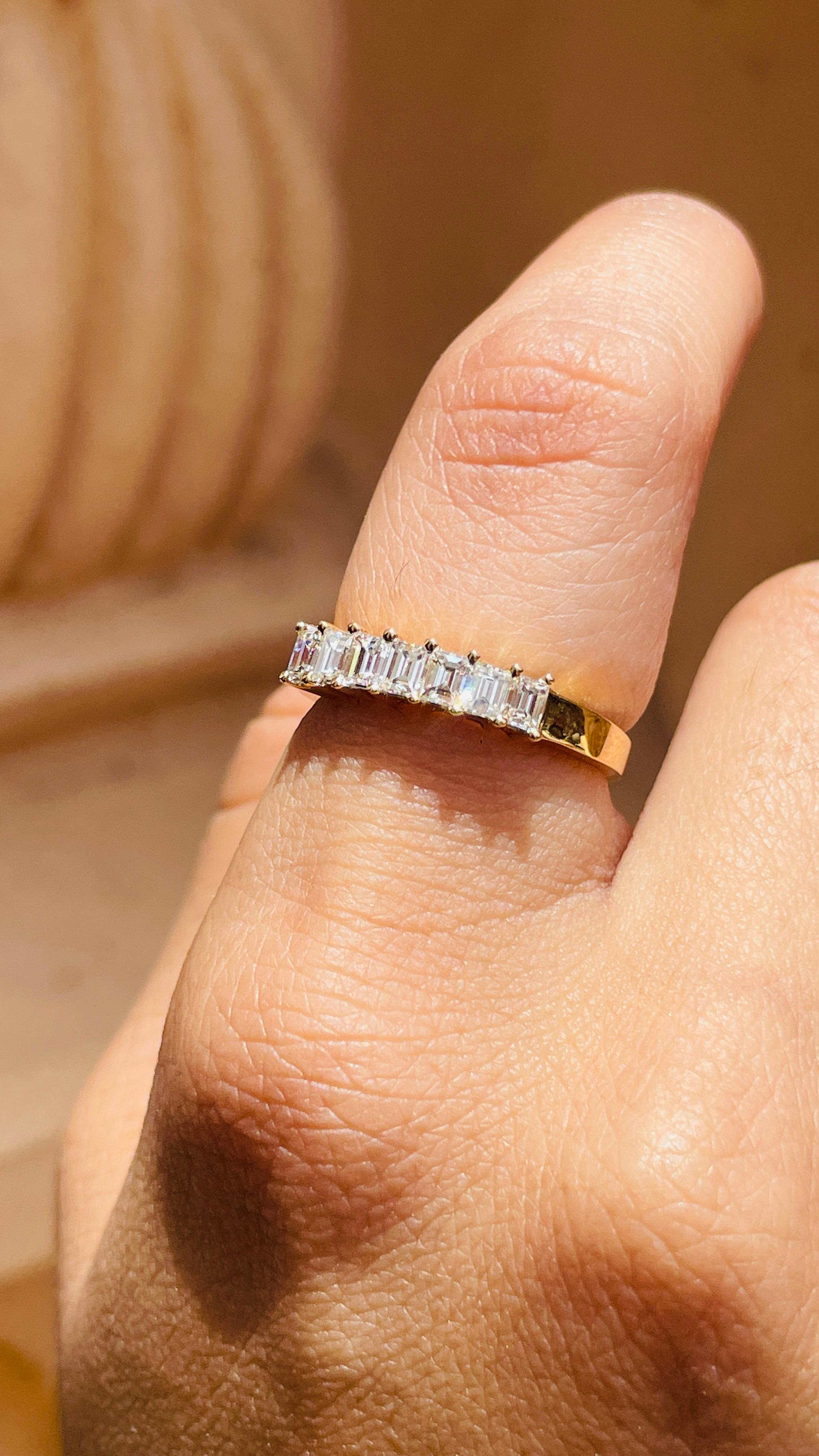 For Sale:  18K Yellow Gold Modern Diamond Half Eternity Band 7