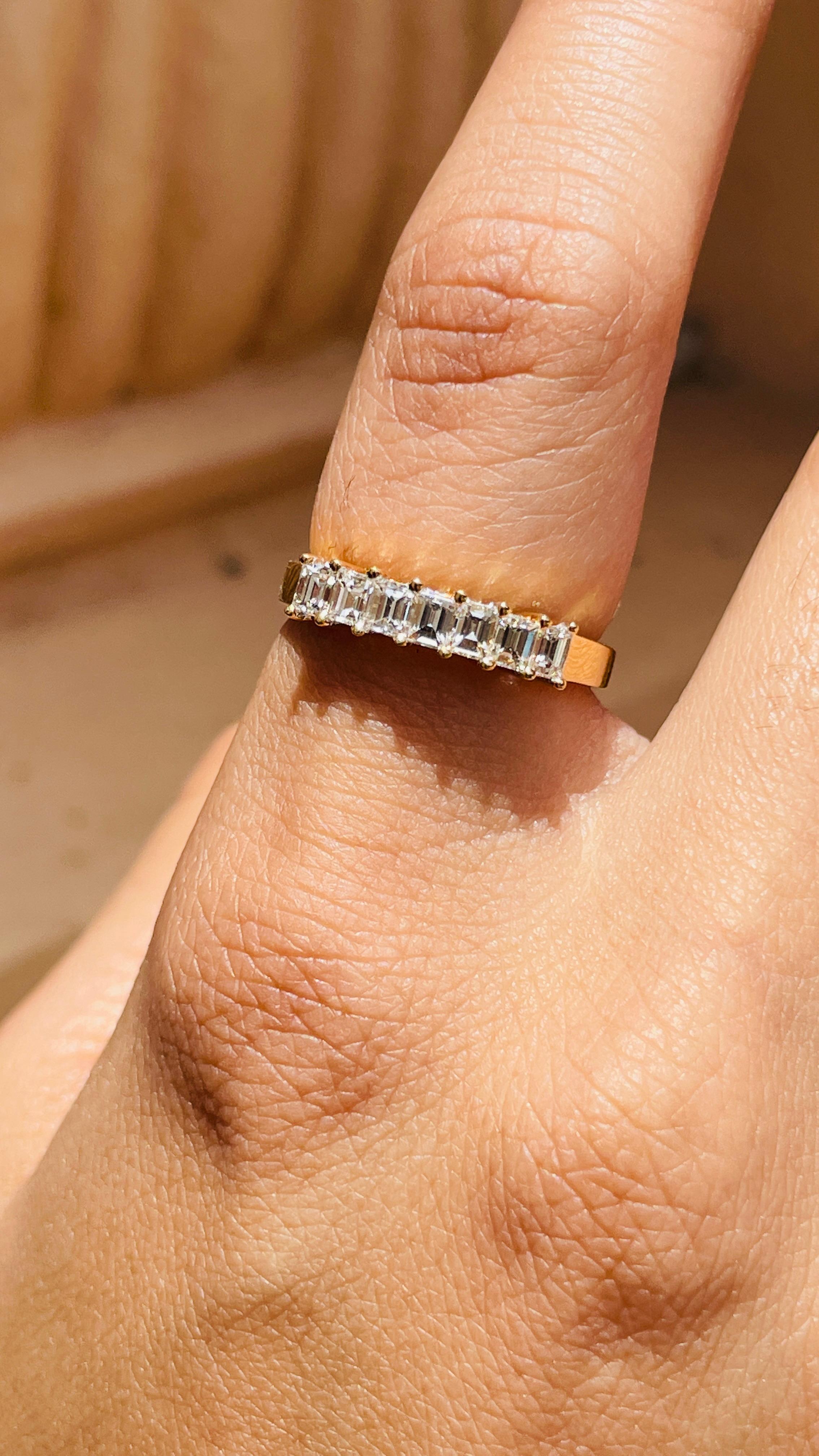 For Sale:  18K Yellow Gold Modern Diamond Half Eternity Band 8