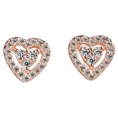 18k Rose Gold Diamond Heart Stud Earrings Bride Earrings