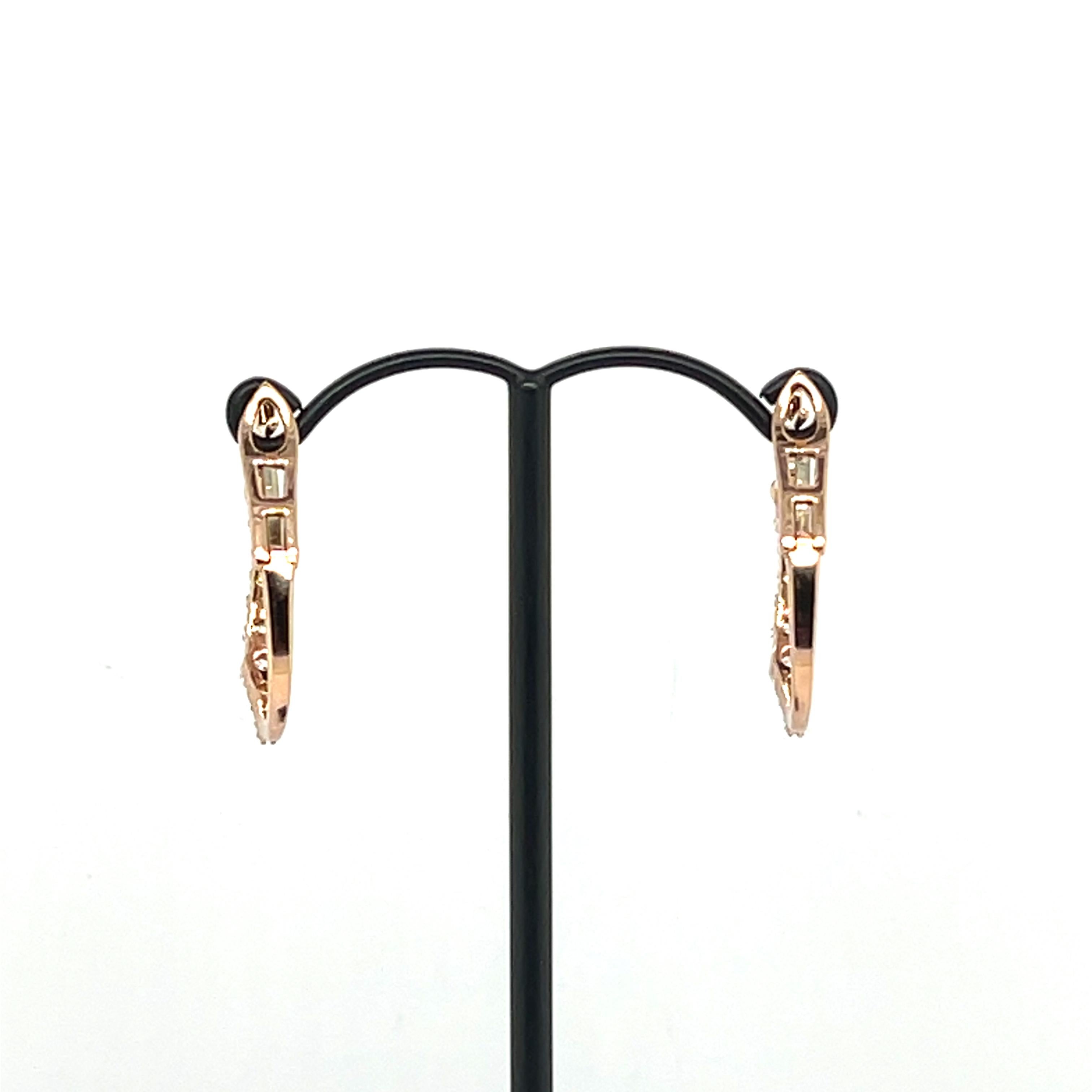 18K Rose Gold Diamond Hoop Earrings In New Condition For Sale In Vannes, FR