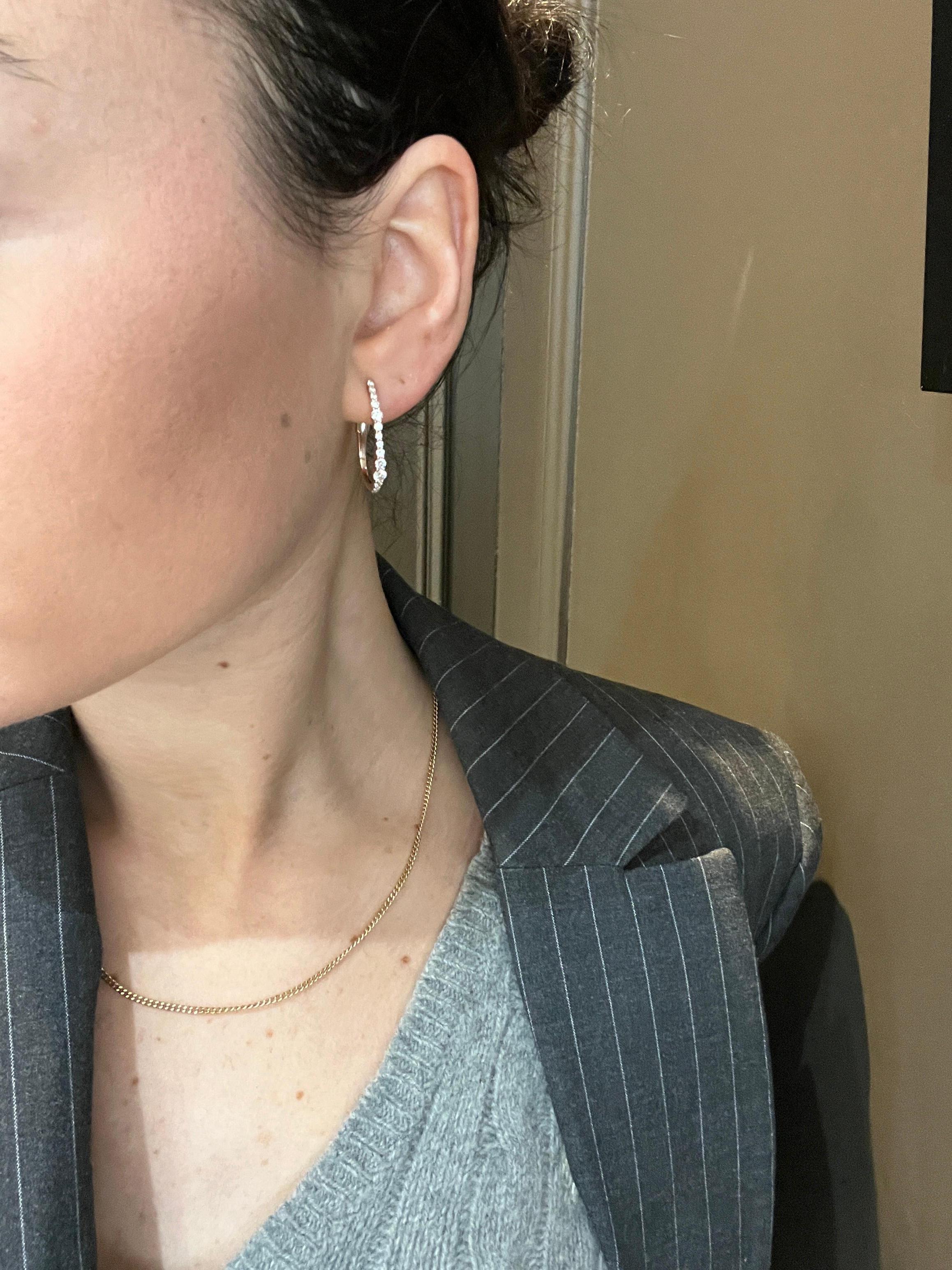 18K Rose Gold Diamond Hoop Earrings For Sale 2