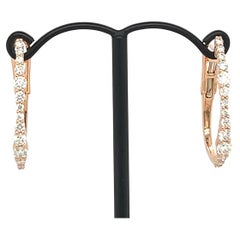 Pendientes de aro de diamantes de oro rosa de 18 quilates