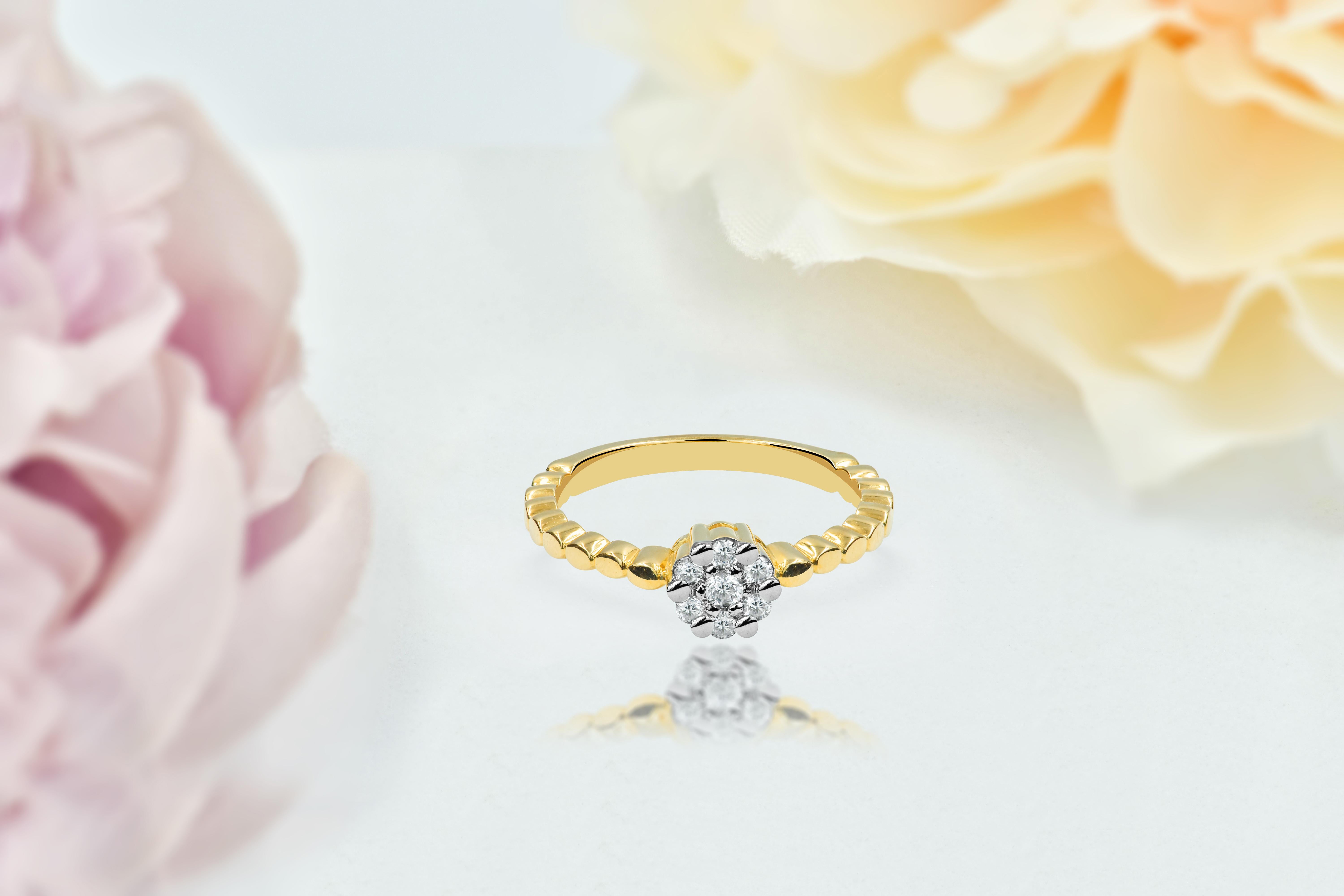 For Sale:  18k Gold Diamond Ring Delicate Engagement Ring Diamond Wedding Ring 5