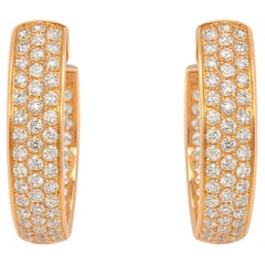 Orecchini a cerchio con diamanti in oro rosa 18K - 5,69 carati