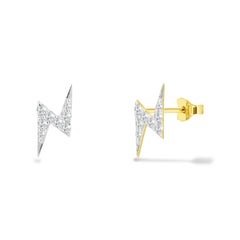 18k Gold Diamond Lightning Bolt Stud Earrings Diamond Thunderbolt Studs