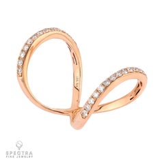 18K Rose Gold Diamond Bypass Ring, 1.62ct Brilliant Cut, USA