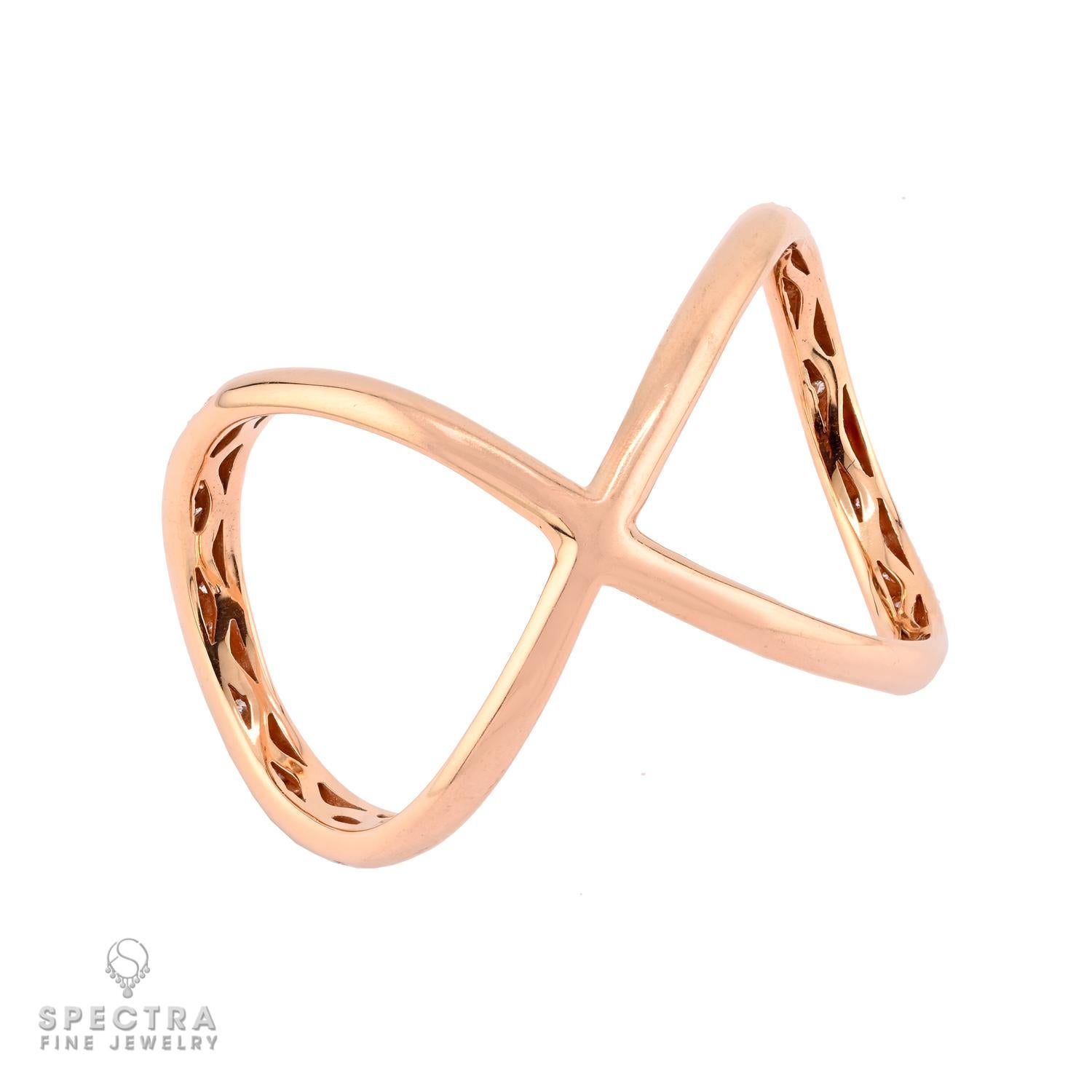 18K Rose Gold Diamant Loop Bypass Ring (Zeitgenössisch) im Angebot