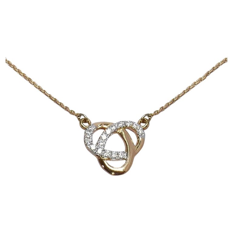 18k Gold Diamond Love Knot Necklace Bride Necklace For Sale at 1stDibs