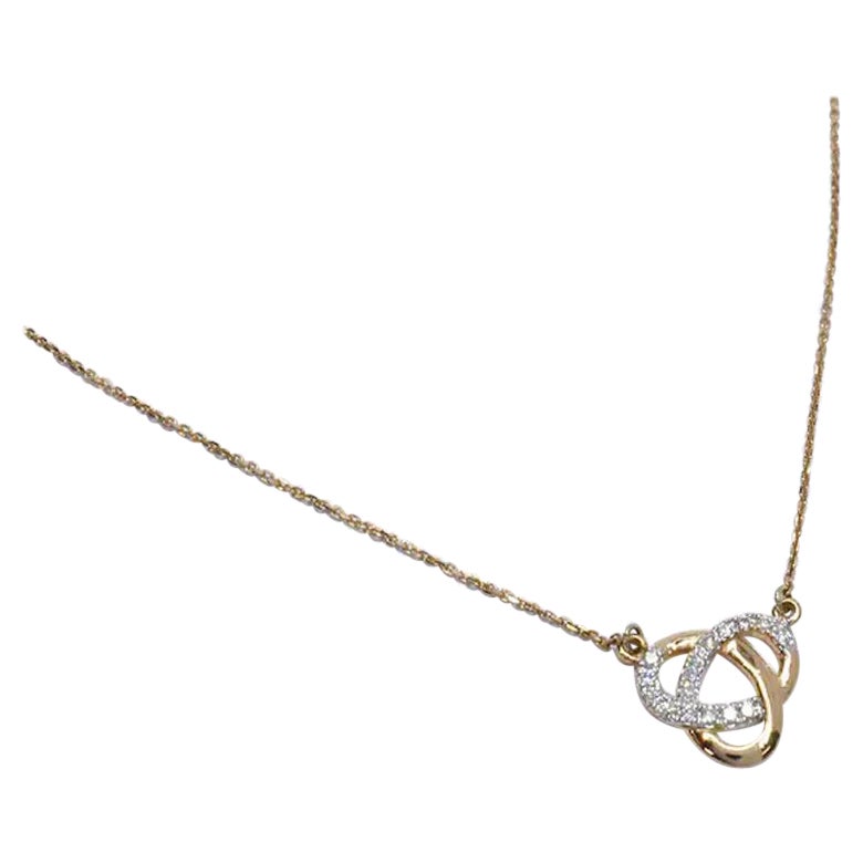 18k Gold Diamond Love Knot Necklace Bride Necklace For Sale