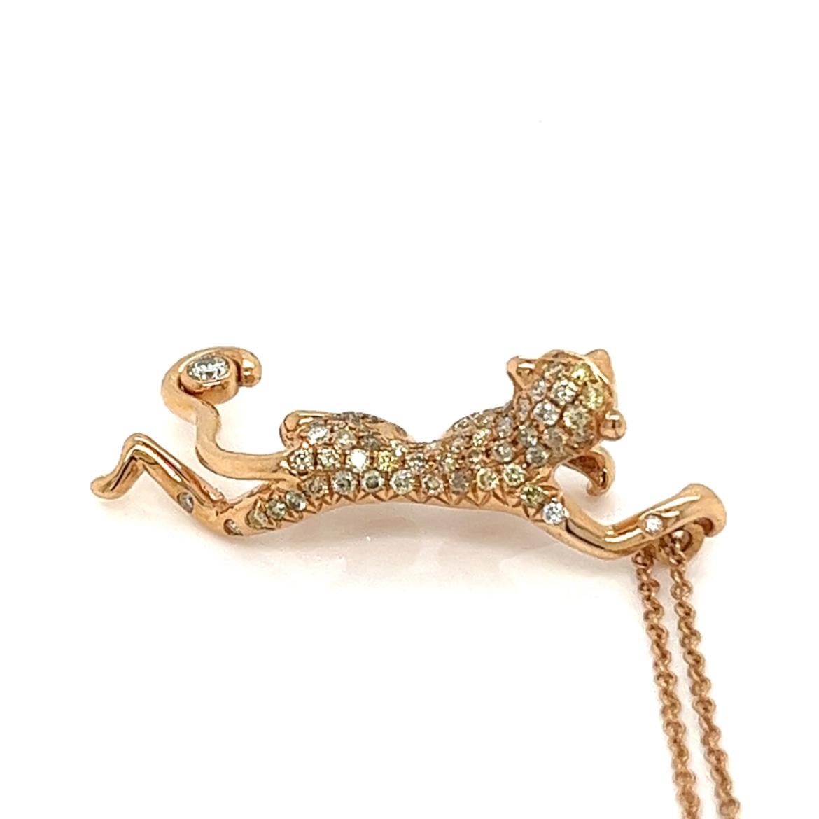 18K Rose Gold Diamond Monkey Necklace with Rubies In New Condition In Hong Kong, HK