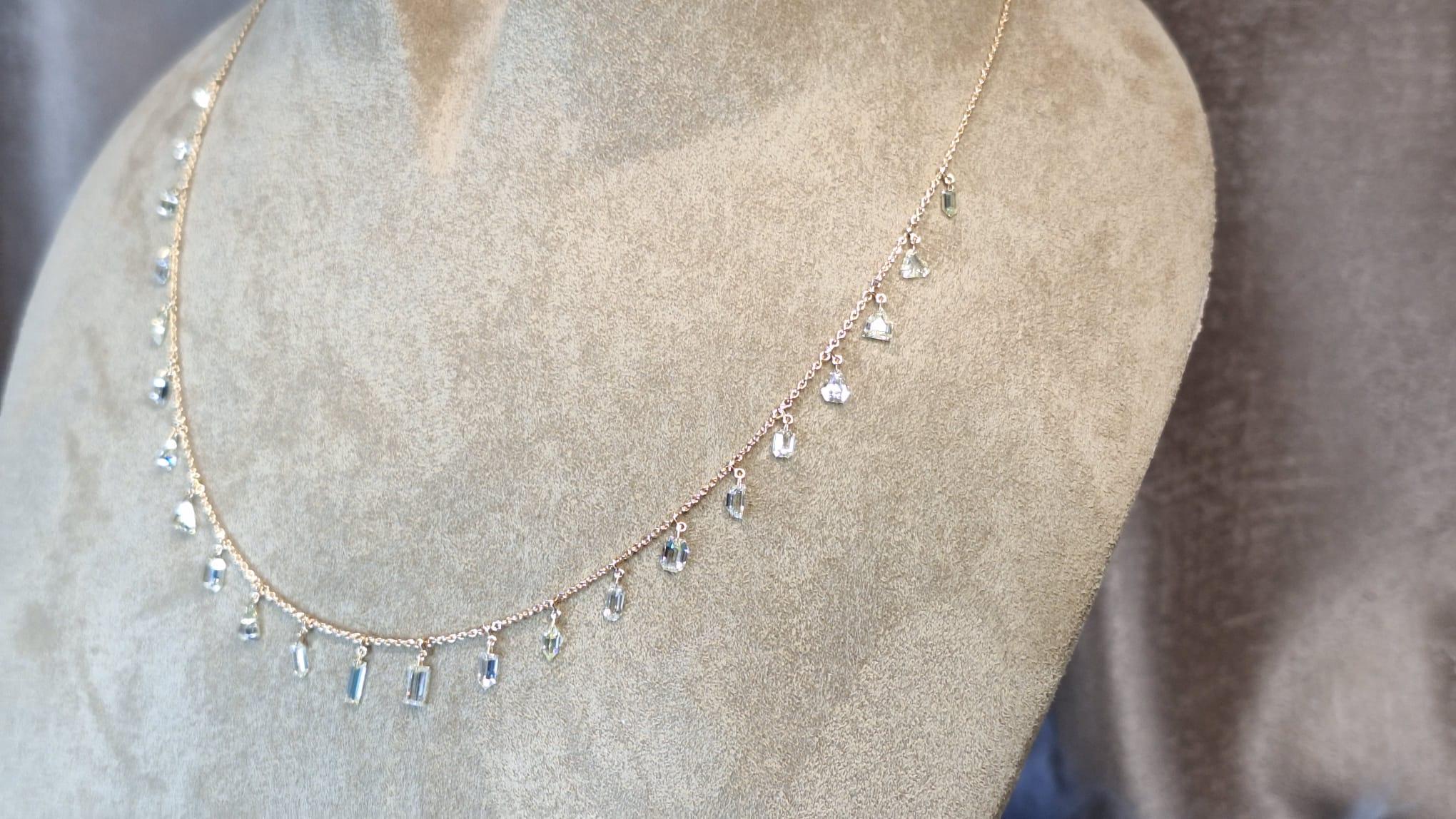 18 Karat Roségold Diamant-Halskette im Angebot 5