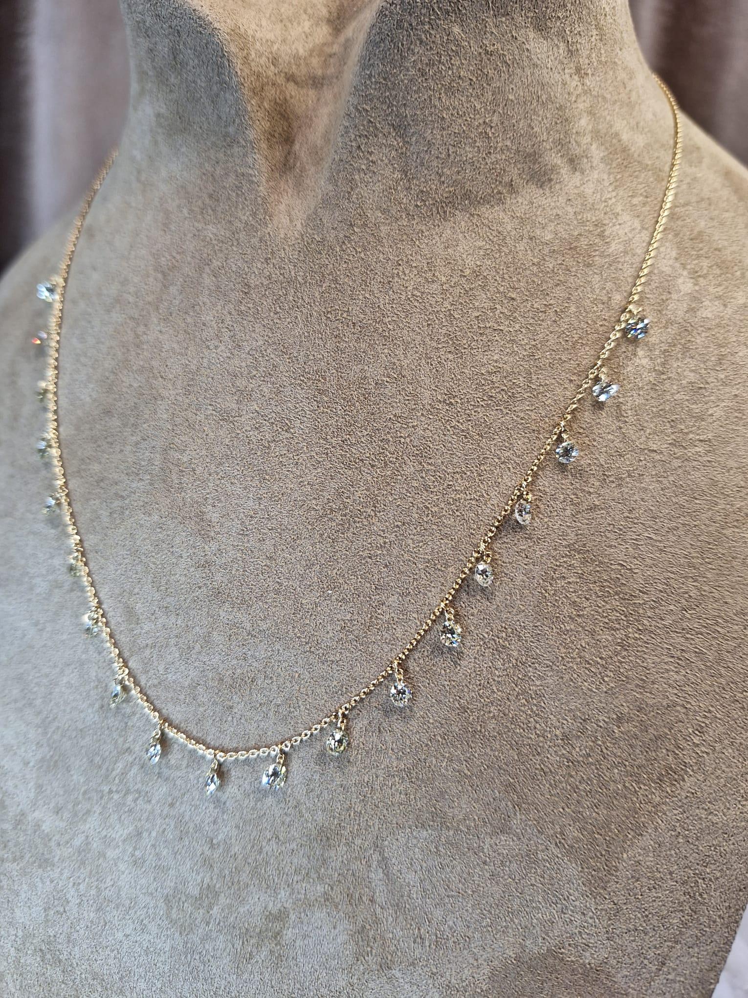 Modern 18K Rose Gold Diamond Necklace For Sale