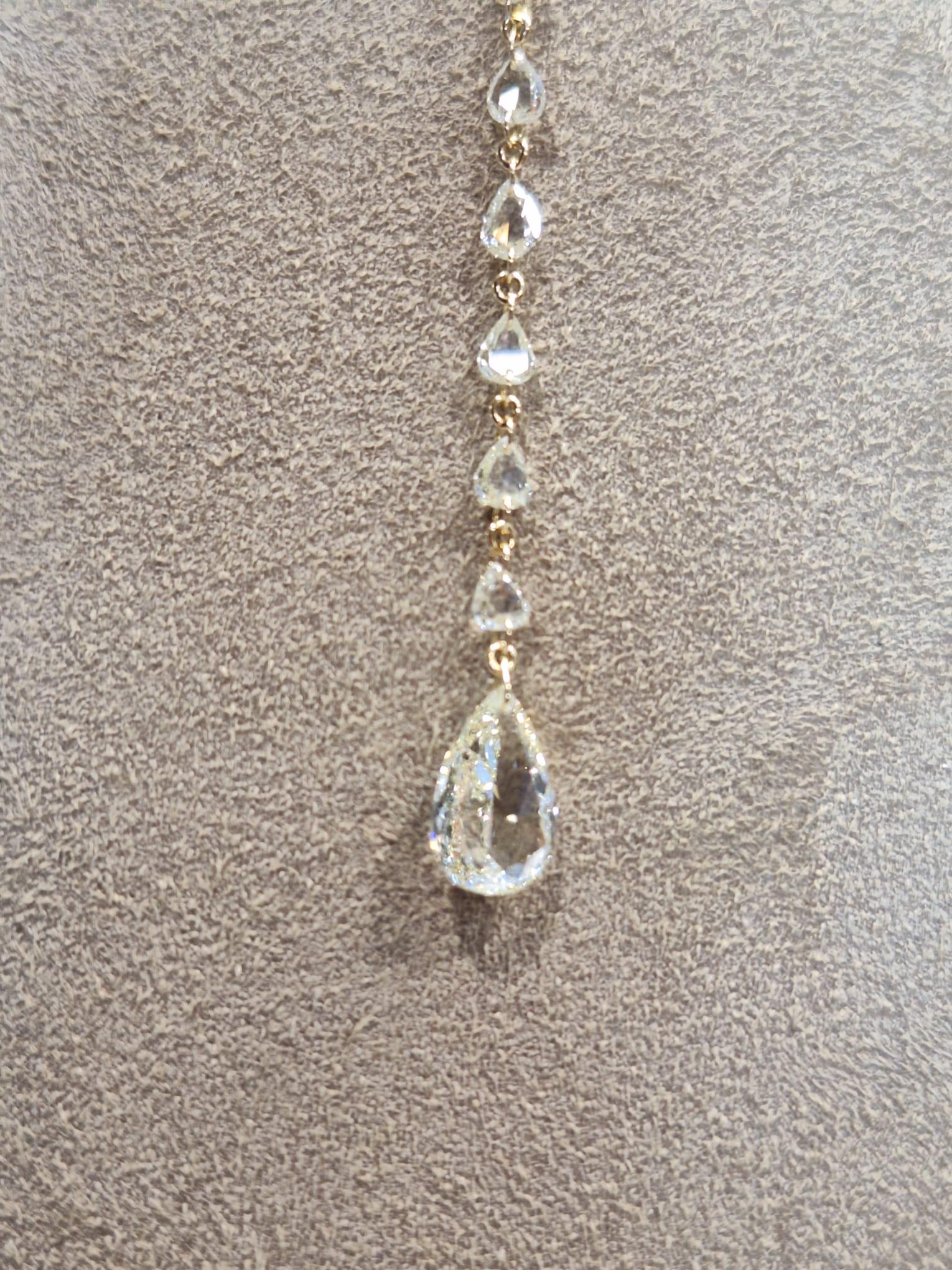 Women's 18K Rose Gold Diamond Necklace For Sale