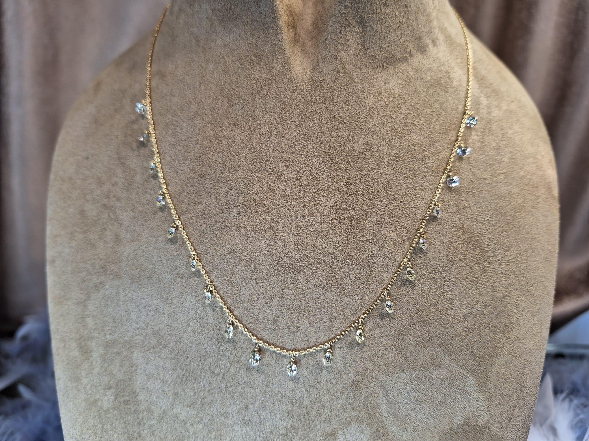 18K Rose Gold Diamond Necklace For Sale 1