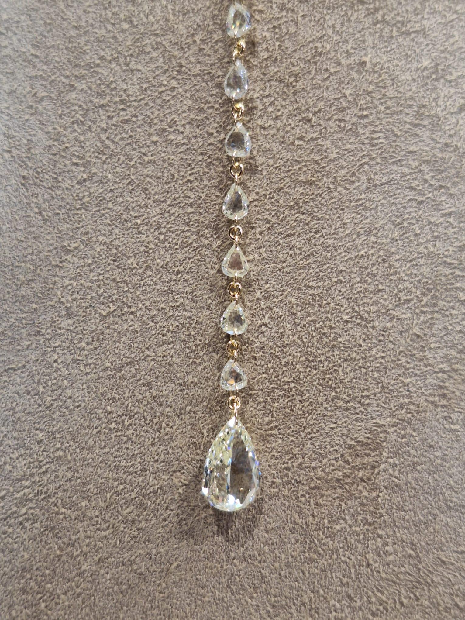 18K Rose Gold Diamond Necklace For Sale 1
