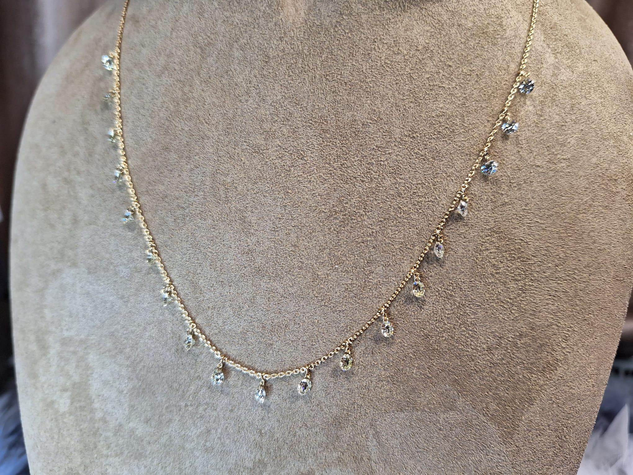 18K Rose Gold Diamond Necklace For Sale 2