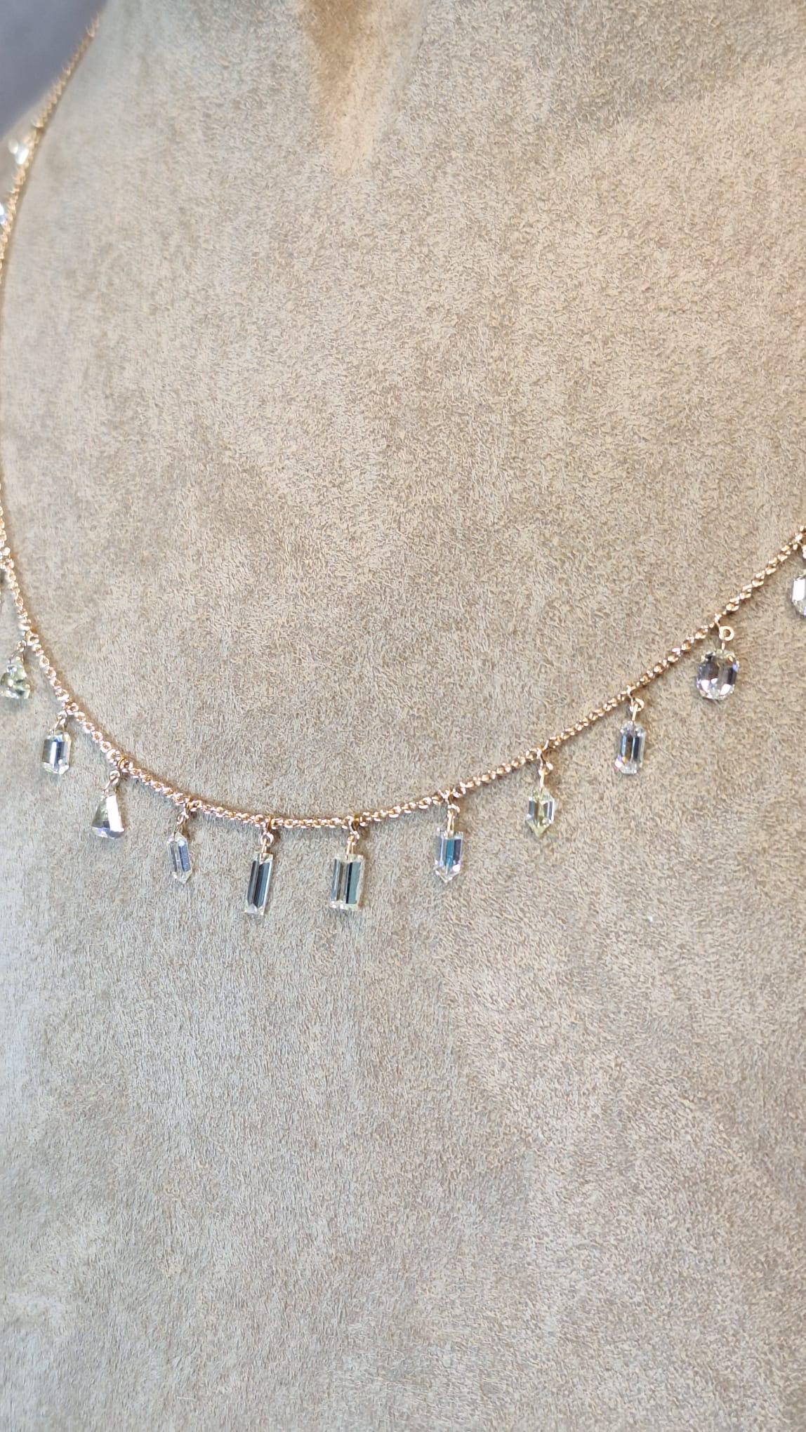 18 Karat Roségold Diamant-Halskette im Angebot 2