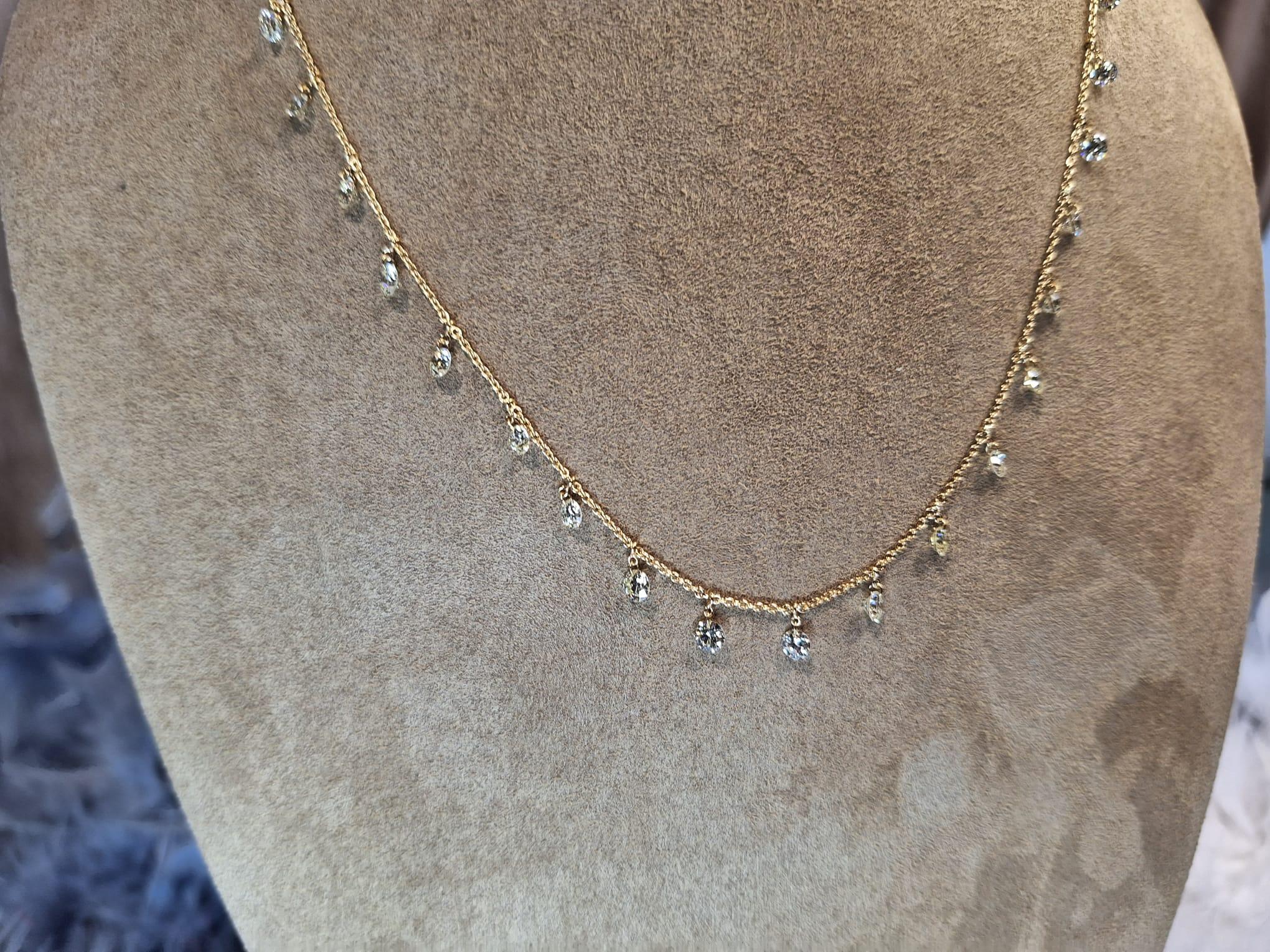 18K Rose Gold Diamond Necklace For Sale 3