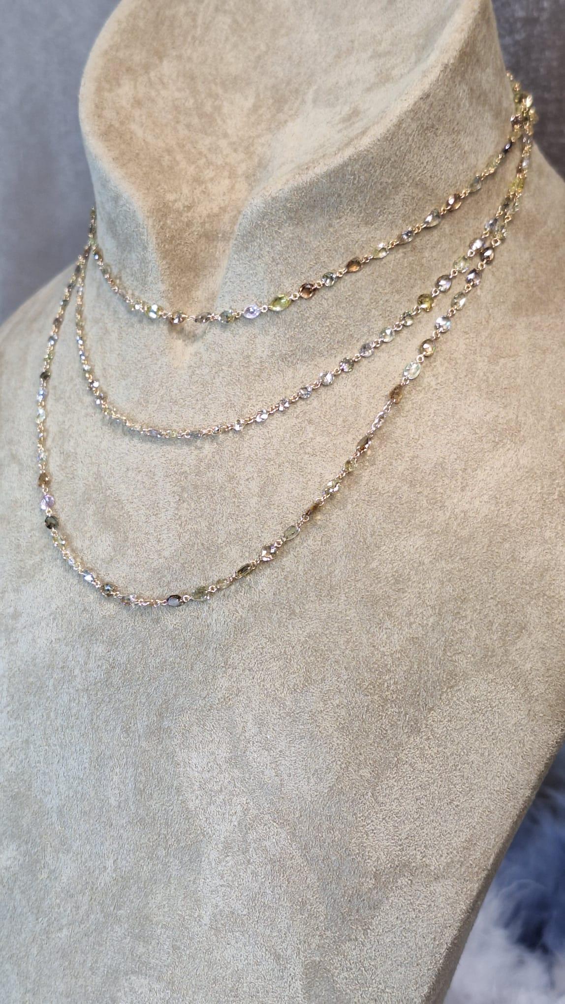 18K Rose Gold Diamond Necklace For Sale 3