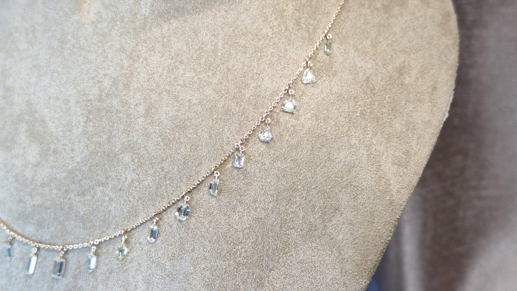 18K Rose Gold Diamond Necklace For Sale 4