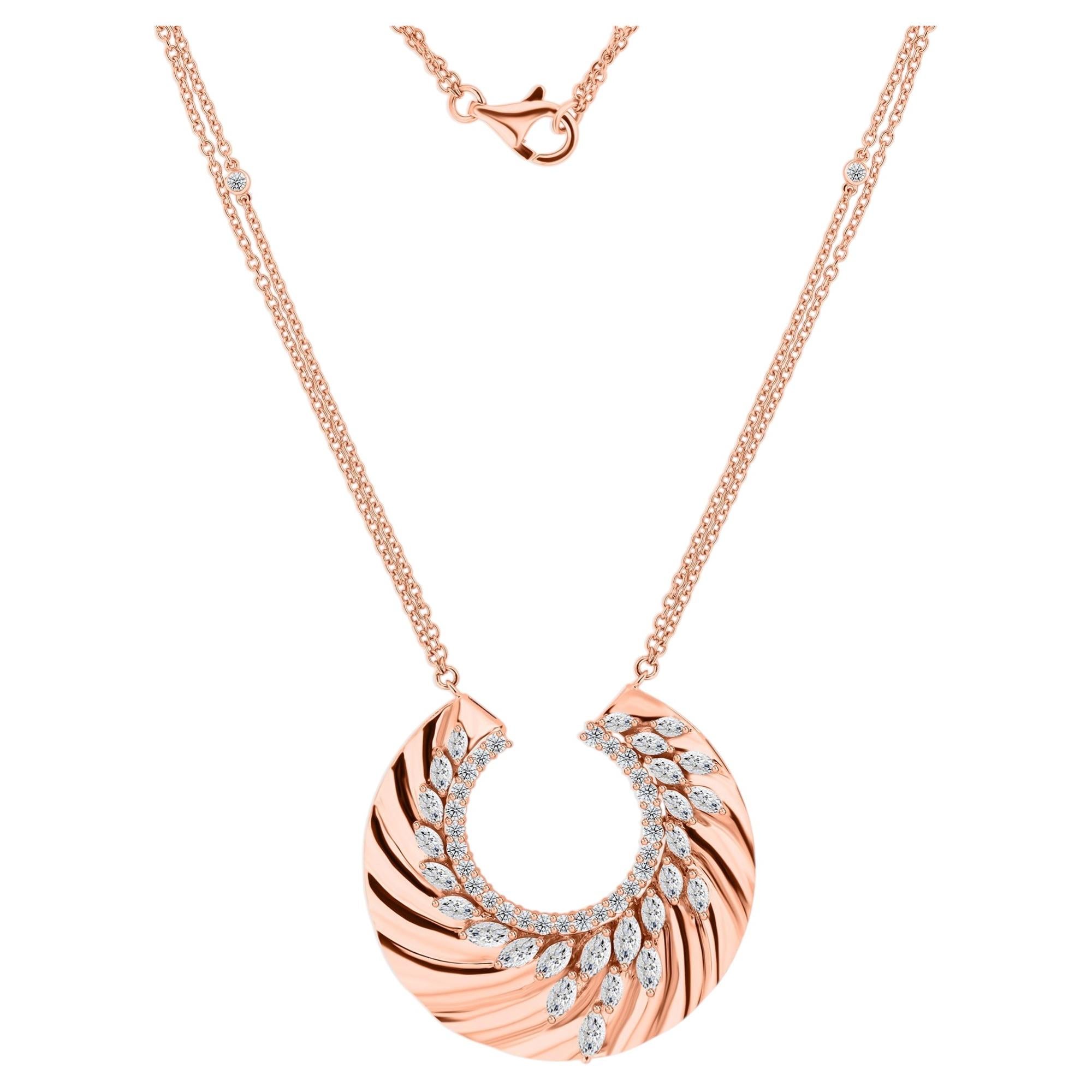 Collar con colgante en forma de media luna de oro rosa de 18 quilates con un diamante natural de 2,99 quilates, regalo de aniversario