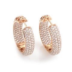 18K Rose Gold Diamond Pave Hoop Earrings PM-13