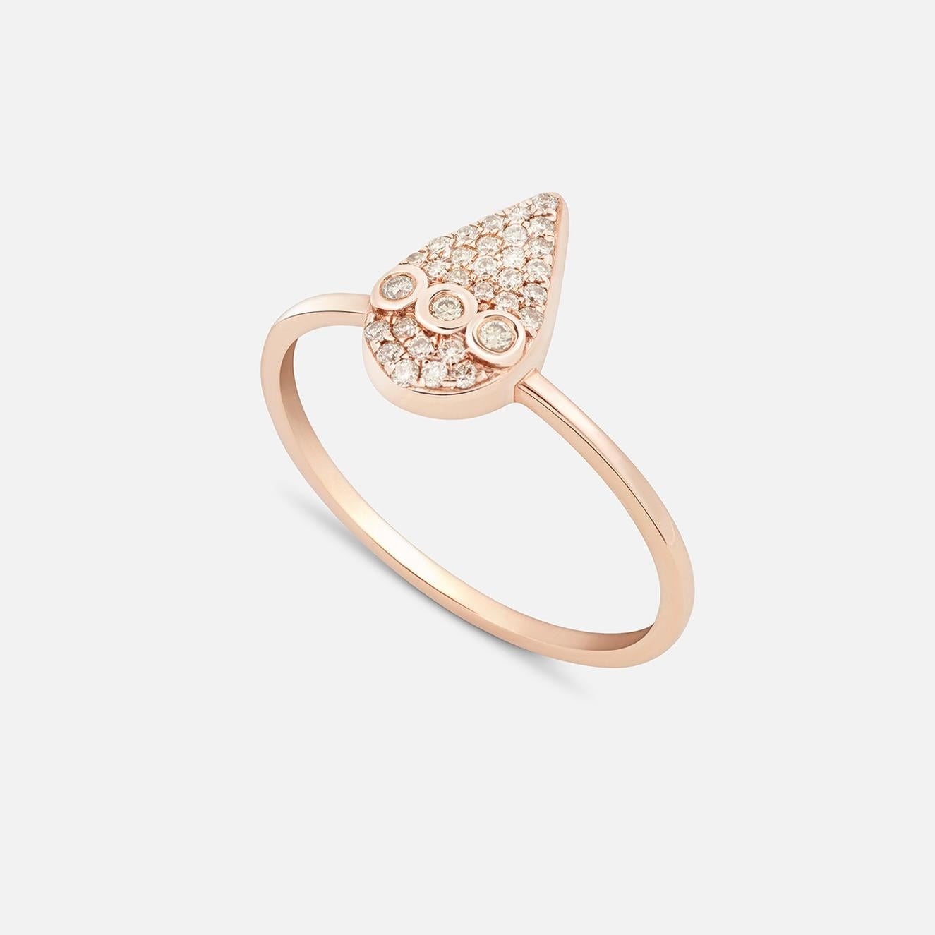 Anillo pavé de diamantes de oro rosa de 18k US 7 Corte brillante en venta