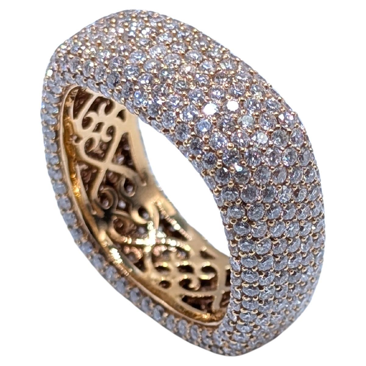 18k Rose Gold Diamond Pave Set Diamond Ring