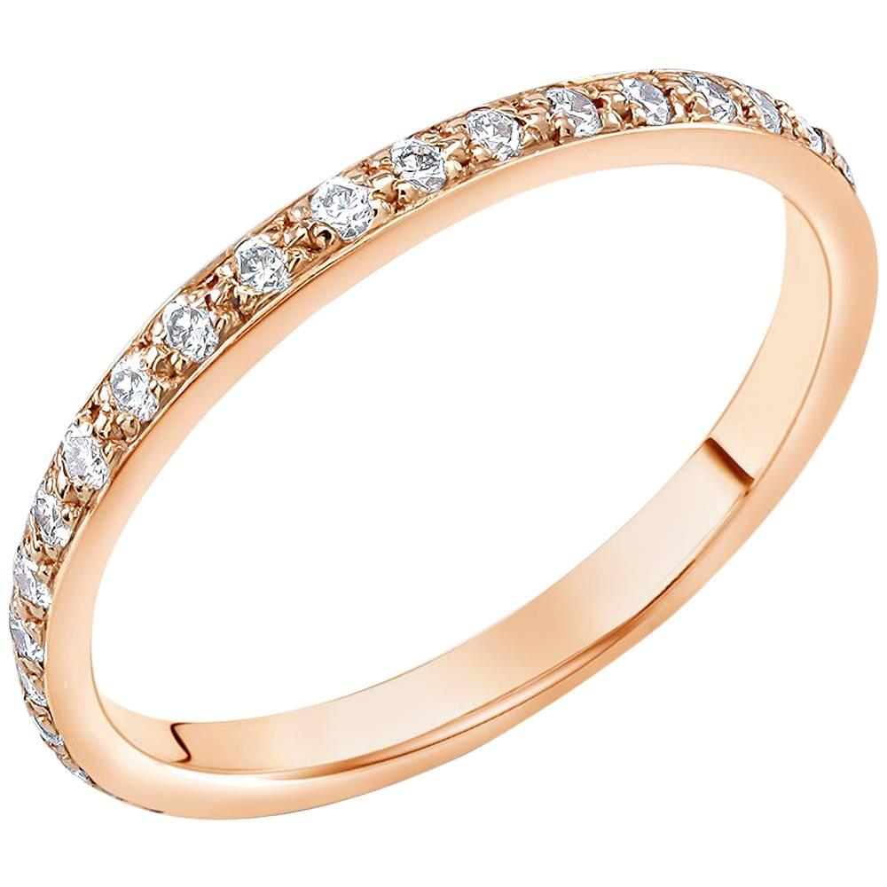 Eighteen Karats Rose Gold Diamond Eternity Ring Measuring Two Millimeter