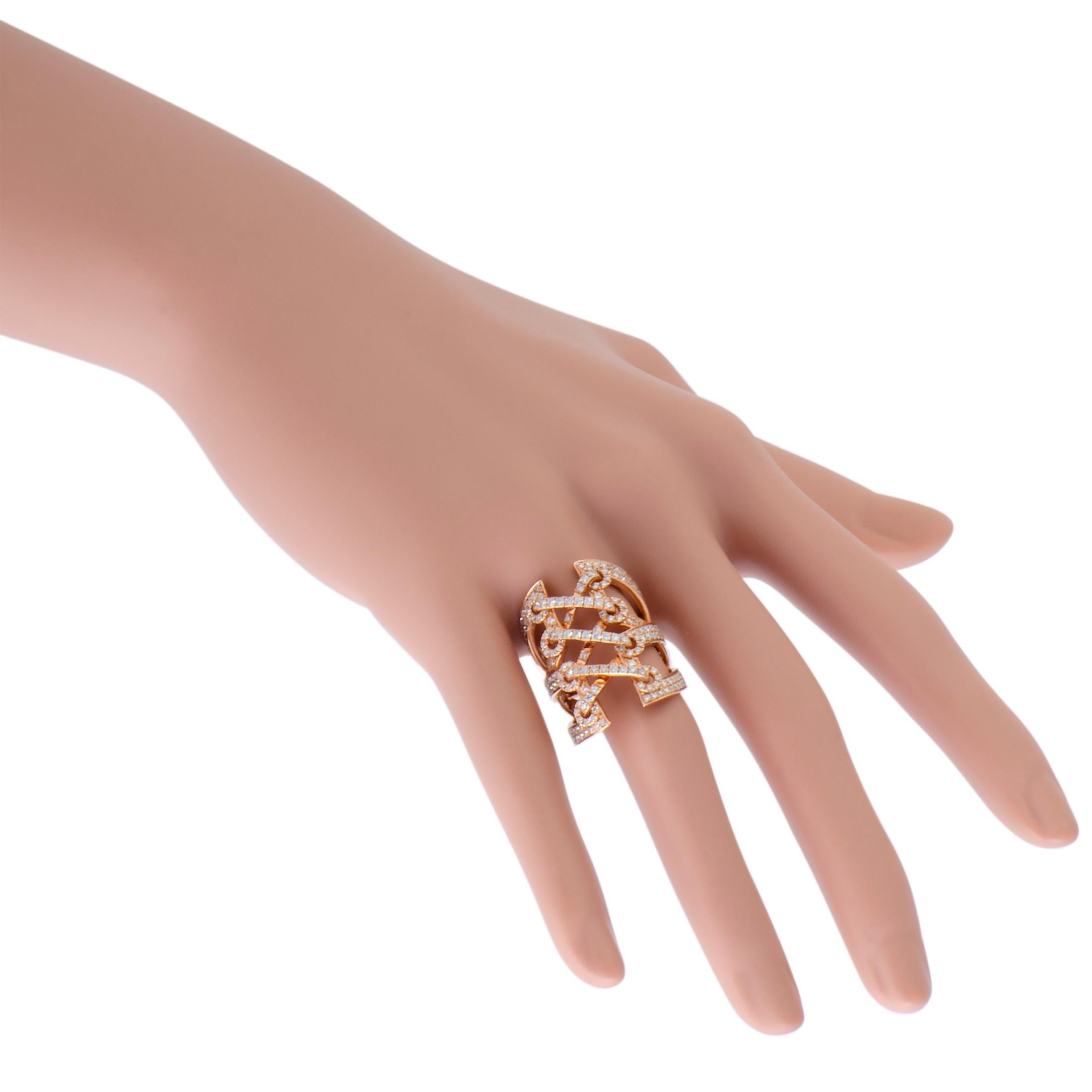 Women's 18 Karat Rose Gold Diamond Pave Wide Band Ring