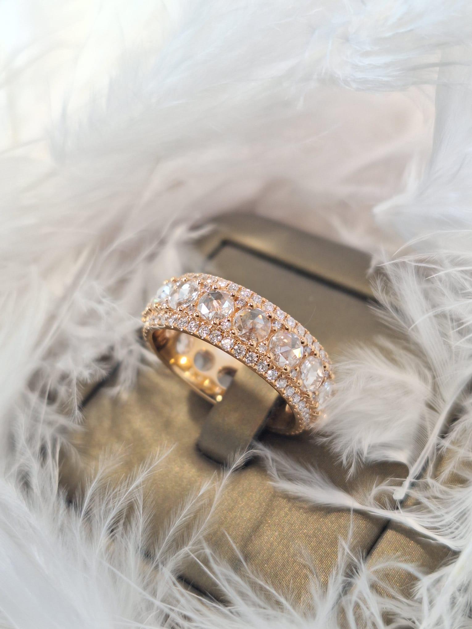 Modern 18K Rose Gold Diamond Ring For Sale
